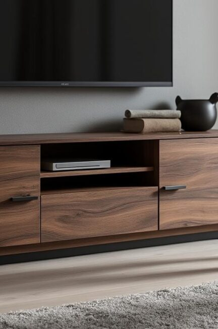 découvrez les caractéristiques essentielles du meuble tv kaorka k16 xs 120cm en noyer : design moderne, robustesse, rangements pratiques et finitions haut de gamme pour sublimer votre salon.