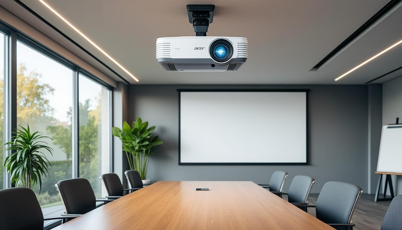 découvrez le vidéoprojecteur acer led, idéal pour une salle de conférence, offrant une image claire et lumineuse pour des présentations professionnelles réussies.