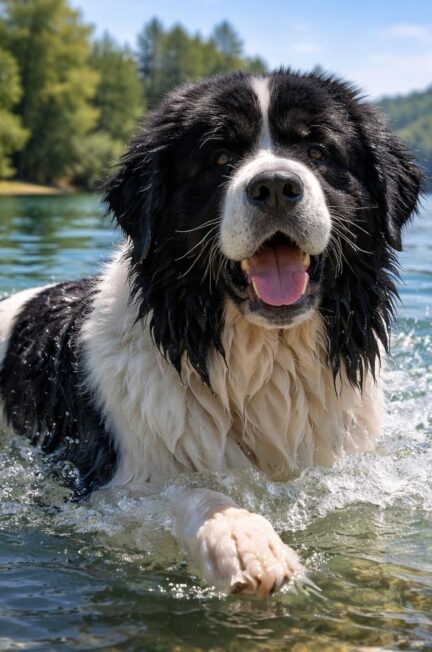 découvrez pourquoi le terre-neuve blanc et noir est le compagnon idéal pour la baignade grâce à son caractère doux, sa natation exceptionnelle et son amour pour l'eau.