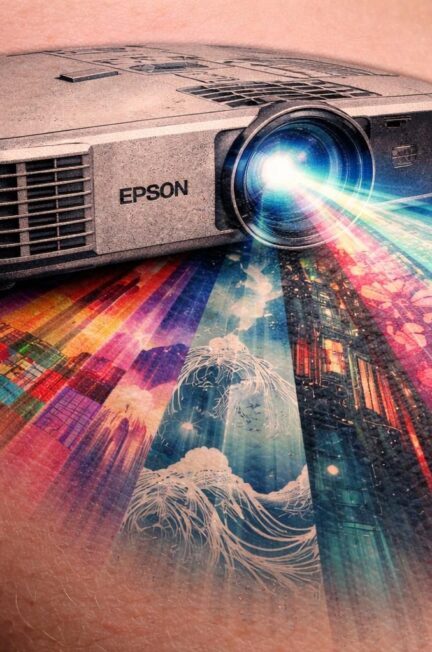 découvrez comment le vidéoprojecteur epson révolutionne le tatouage en projetant des styles en macro avec un effet professionnel pour des créations précises et originales.