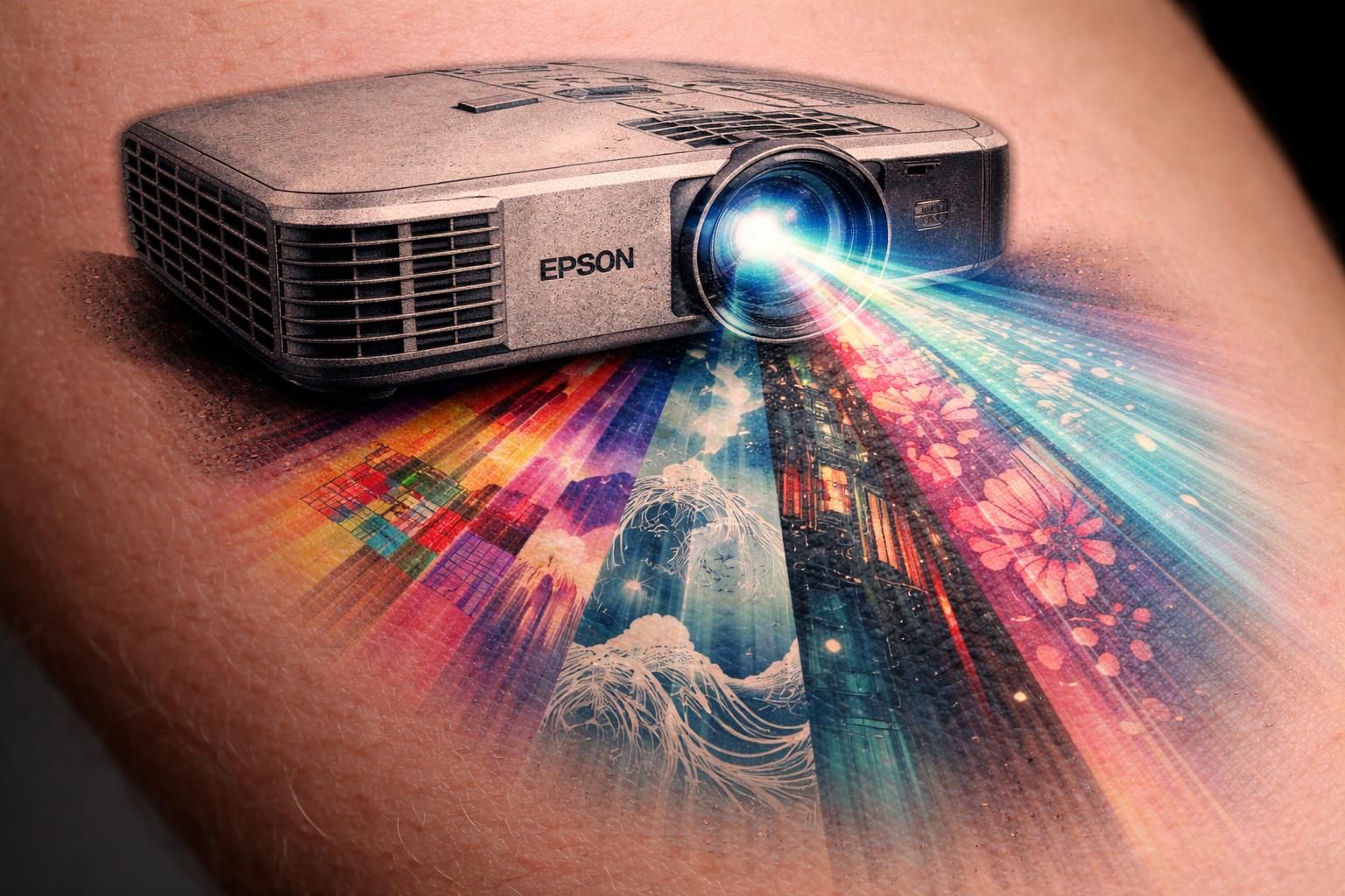 découvrez comment le vidéoprojecteur epson révolutionne le tatouage en projetant des styles en macro avec un effet professionnel pour des créations précises et originales.