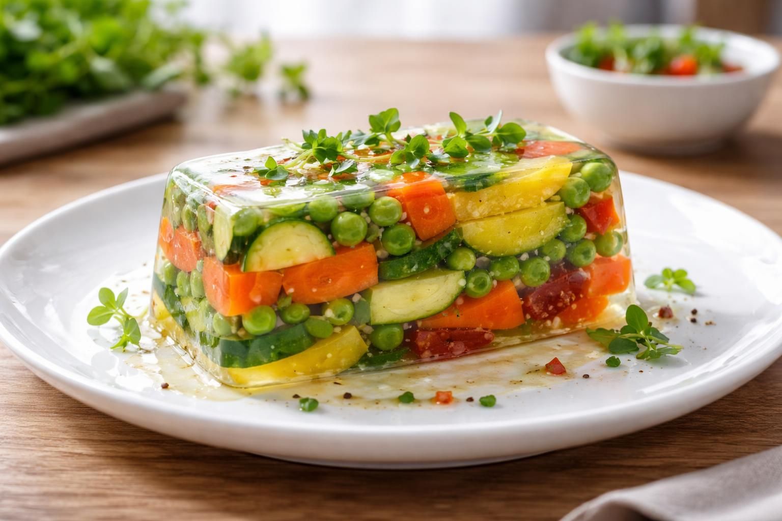 découvrez une recette facile et rapide de terrine de légumes en gelée, idéale pour une entrée fraîche et légère prête en seulement 30 minutes.