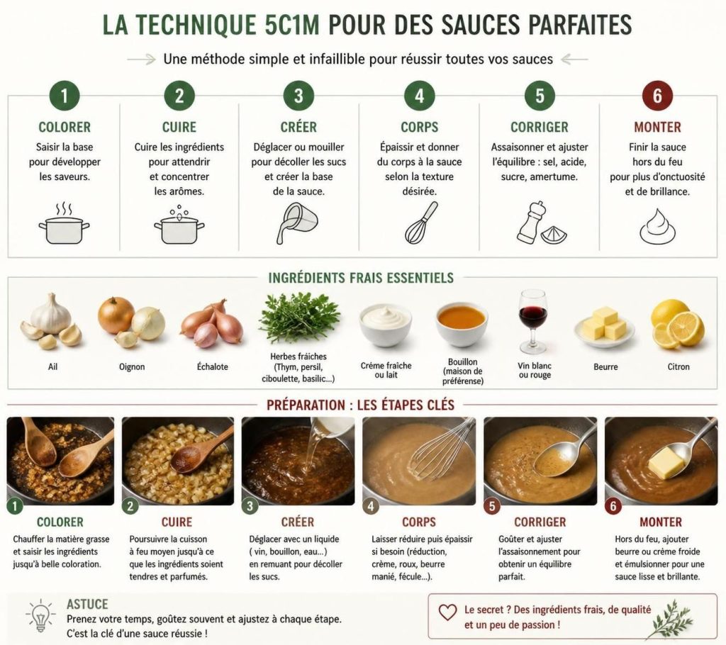 découvrez la technique 5c1m pour les sauces et explorez des combinaisons de saveurs originales à essayer pour sublimer vos plats.